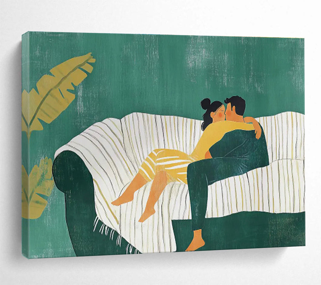 Cozy Couple Abstract Painting for Bohemian Bedroom & Intimate Café DKH232