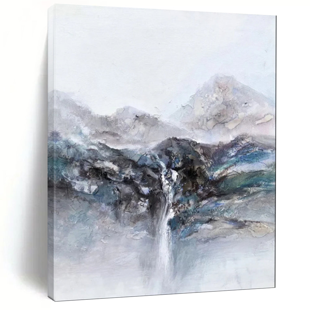Soft - Toned Abstract Mountain Waterfall, Suited for Nature - Lover’s Bedroom & Tranquil Meditation Room LargeART1961