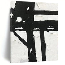 Load image into Gallery viewer, Substantial Bold Black - White Cross Abstract Acrylic for Art - Filled Dining Room LargeART0279
