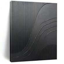 Load image into Gallery viewer, “Black Textured Curves” - Modern Abstract Art on Canvas DKH1482
