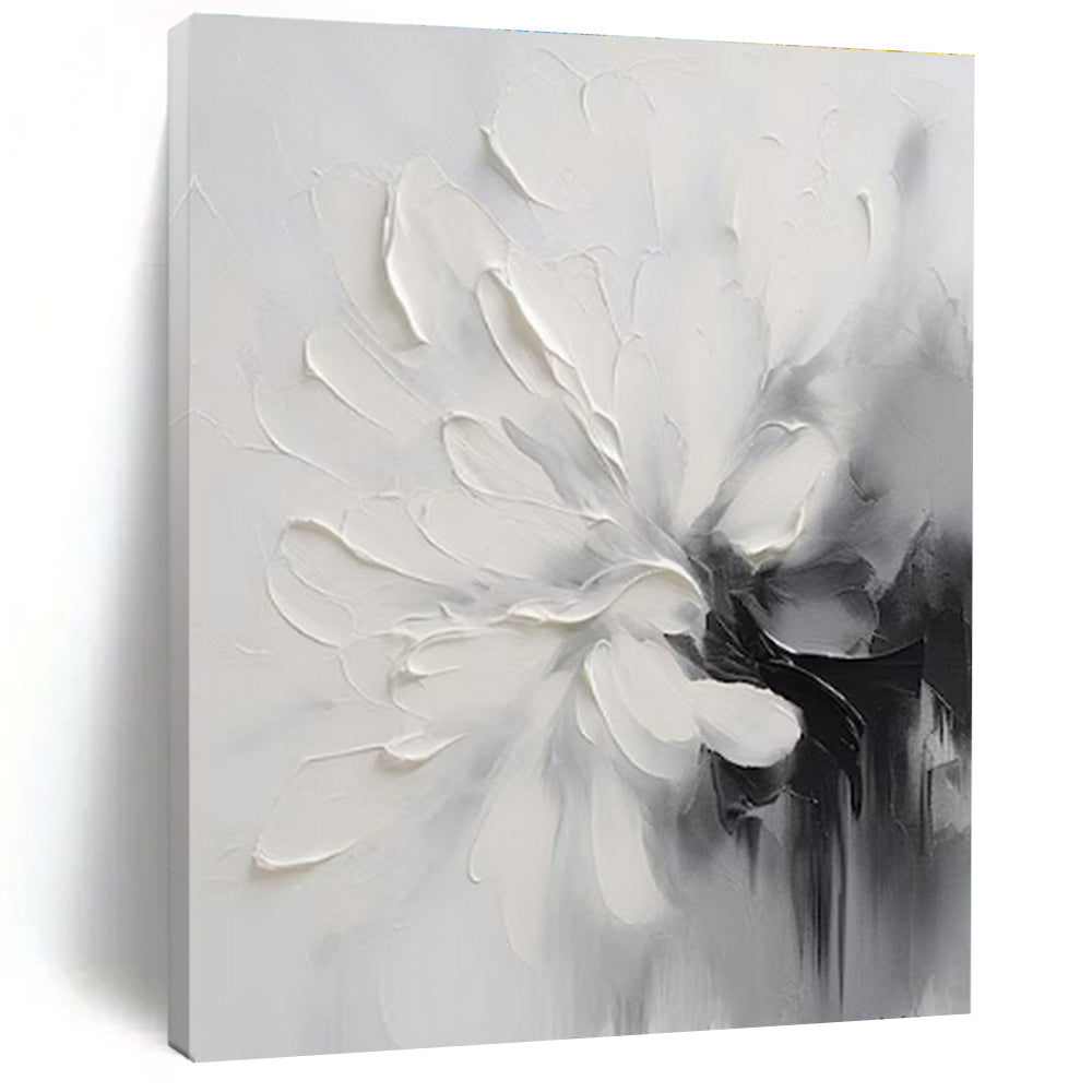 Custom Large Textured White Flower Art - Perfect for Romantic Bedroom & Elegant Spa LargeART0767
