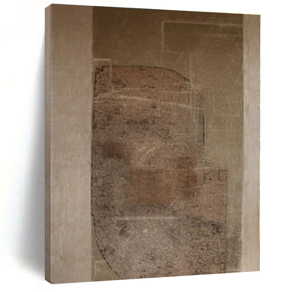 Textured Brown Abstract Canvas Painting, Suited for Rustic Café & Industrial - Chic Hallway LargeART1286