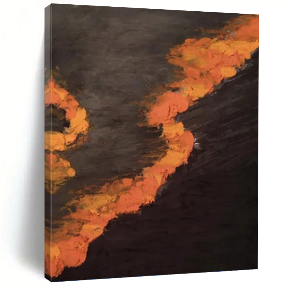 “Fiery Orange Path” Abstract Landscape - Inspired Painting on Canvas, Bold Wall Art DKH961