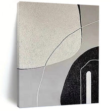 Load image into Gallery viewer, “Textured Shape Interplay” - Grey, Black, White Abstract Art on Canvas DKH1139
