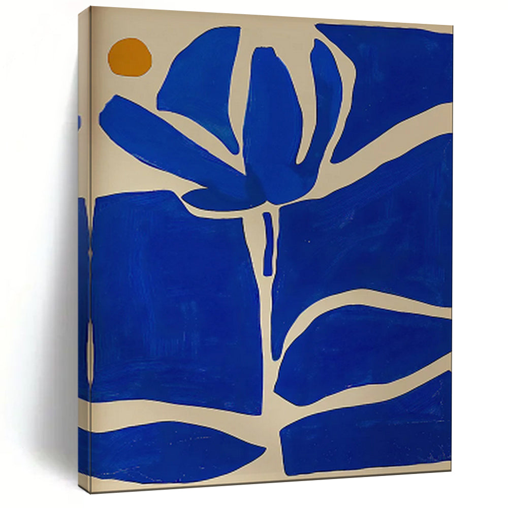 Blue & Orange Floral Abstract Painting, Ideal for Modern Living Room & Minimalist Office LargeART1834