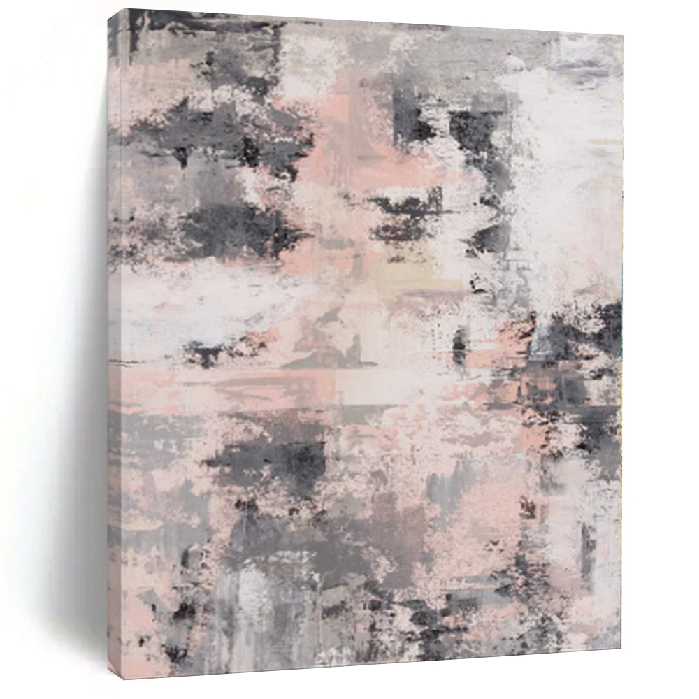 Hand - painted Large - scale Gray and Pink Abstract Fusion Acrylic Art for Calm Bedrooms LargeART0051