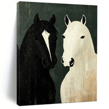 Load image into Gallery viewer, “Two Horses in Simplified Form” Abstract Painting on Canvas, Rustic Living Decor DKH1003
