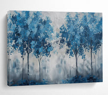 Load image into Gallery viewer, Hand - painted Large - Scale Blue Trees Abstract Landscape Acrylic Art for Calming Living Spaces LargeART1758
