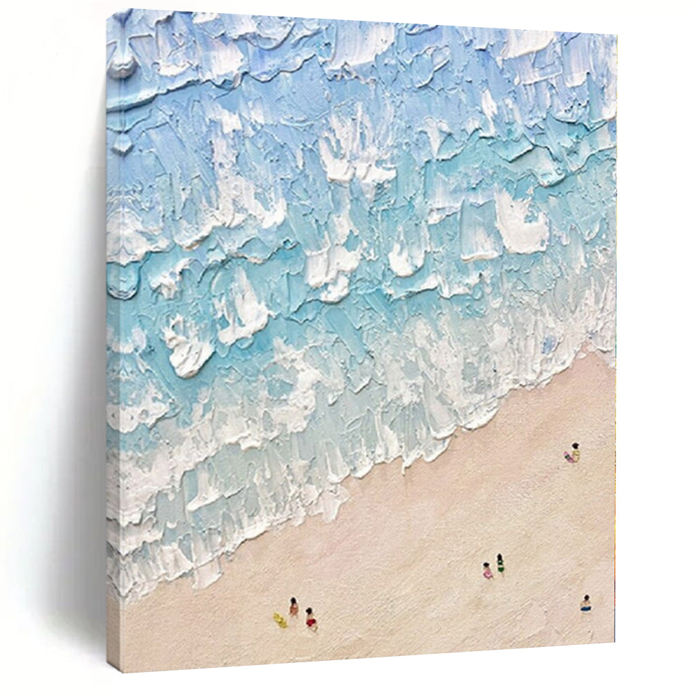 Textured Beach Scene Abstract Canvas Painting, Perfect for Coastal Home Office & Beach House Living Room LargeART1129