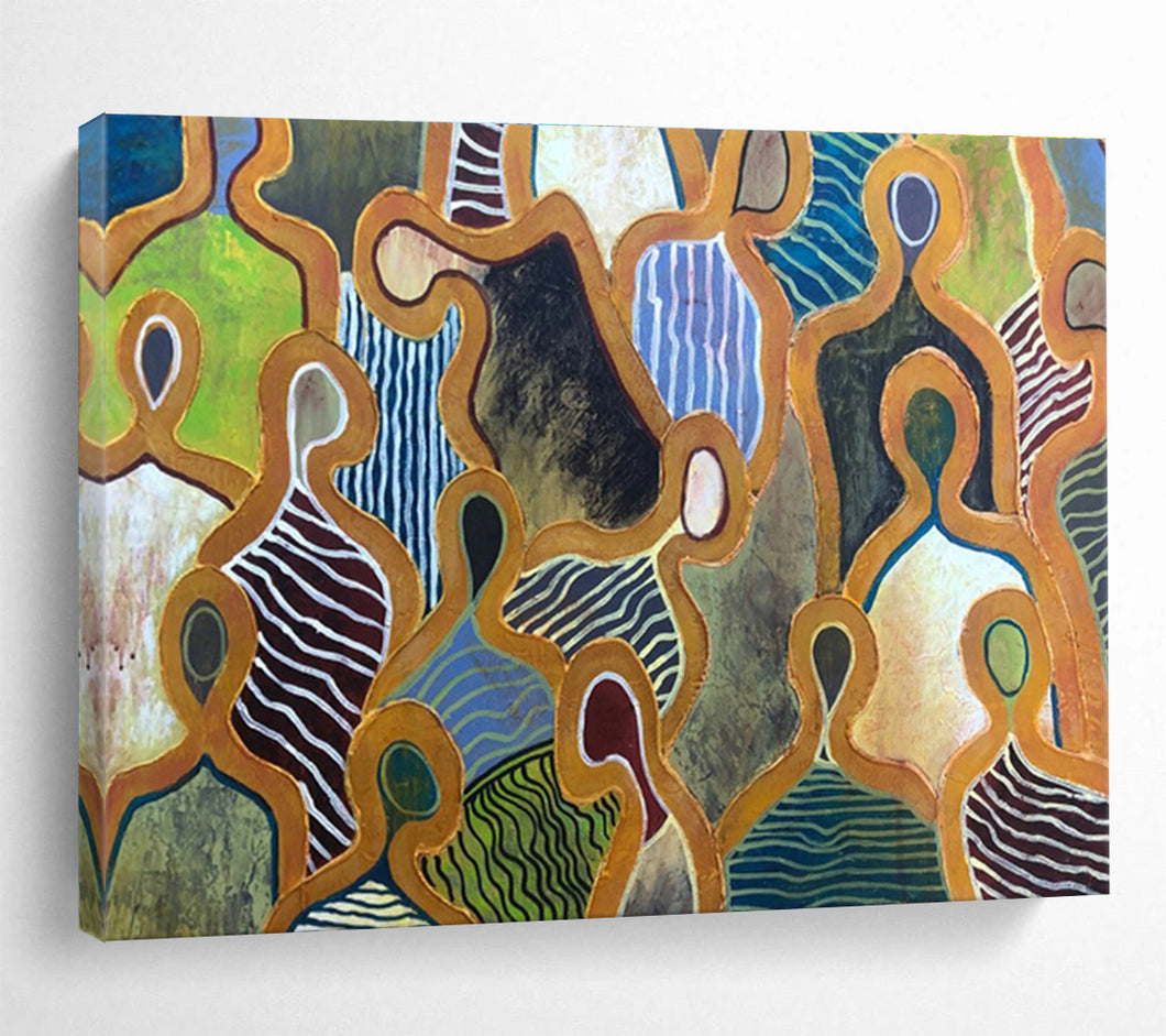 Colorful Figurative Abstract Painting for Cultural Center & Eclectic Living Room DKH189