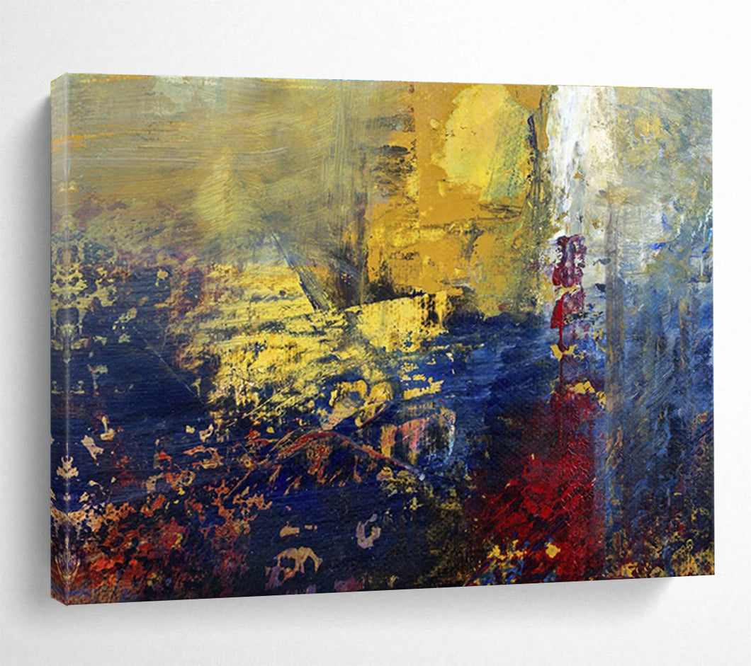 Golden - Hued Abstract Cityscape Painting for Urban Penthouse & Modern Office Lobby DKH193