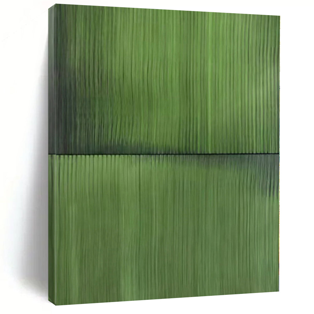Grand Hand - painted Dual Green Stripes Acrylic Art for Minimalist Offices LargeART0197