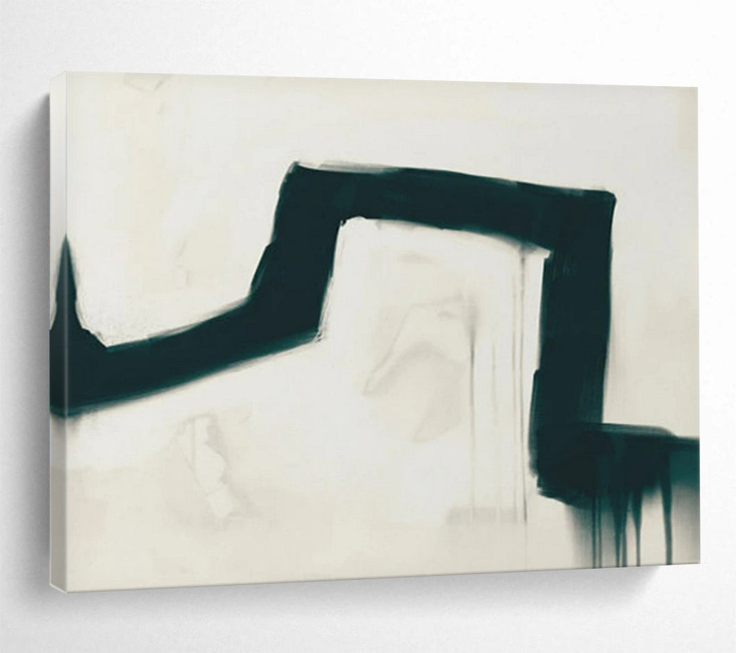 Hand - painted Large - sized Bold Black and White Drip Acrylic Art for Avant - Garde Bedrooms LargeART1790
