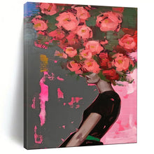 Load image into Gallery viewer, Pink &amp; Green Floral Head Abstract, Suited for Feminine Boudoir &amp; Art - Lover’s Living Room LargeART1952
