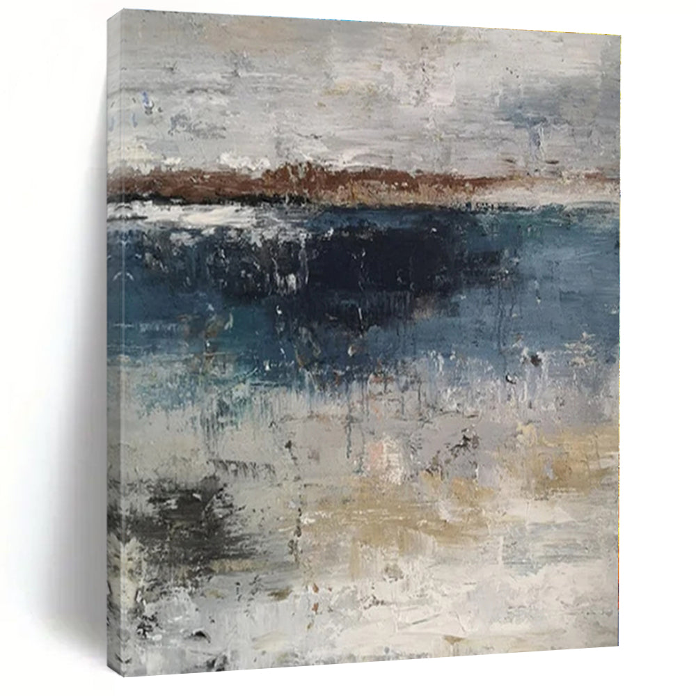 Gray Blue Abstract Canvas Painting, Perfect for Industrial - Chic Loft & Thoughtful Study LargeART1319