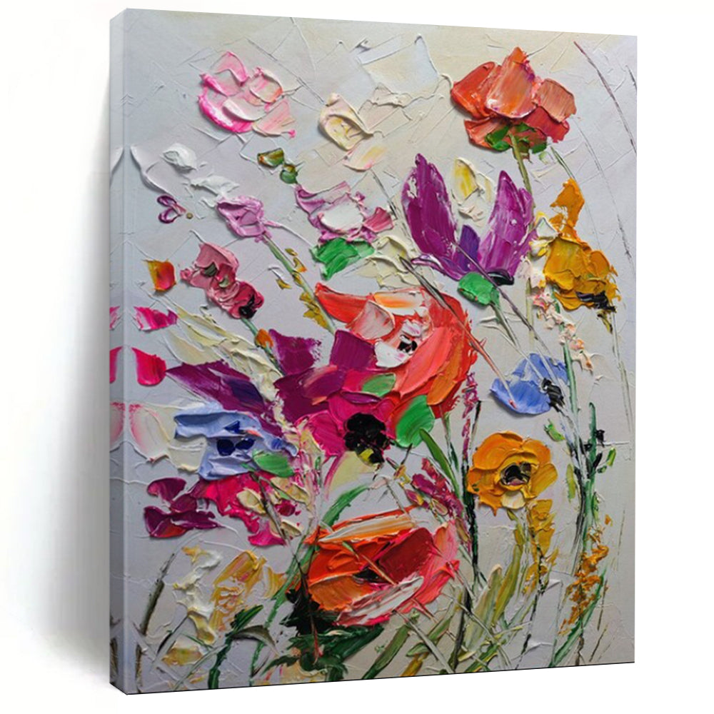Bold Floral Impasto – Textured Oil Flower Bouquet DTP265