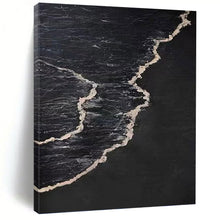 Load image into Gallery viewer, “Black &amp; White Waves” Abstract Coastal - Inspired Painting on Canvas, Dramatic Decor DKH959
