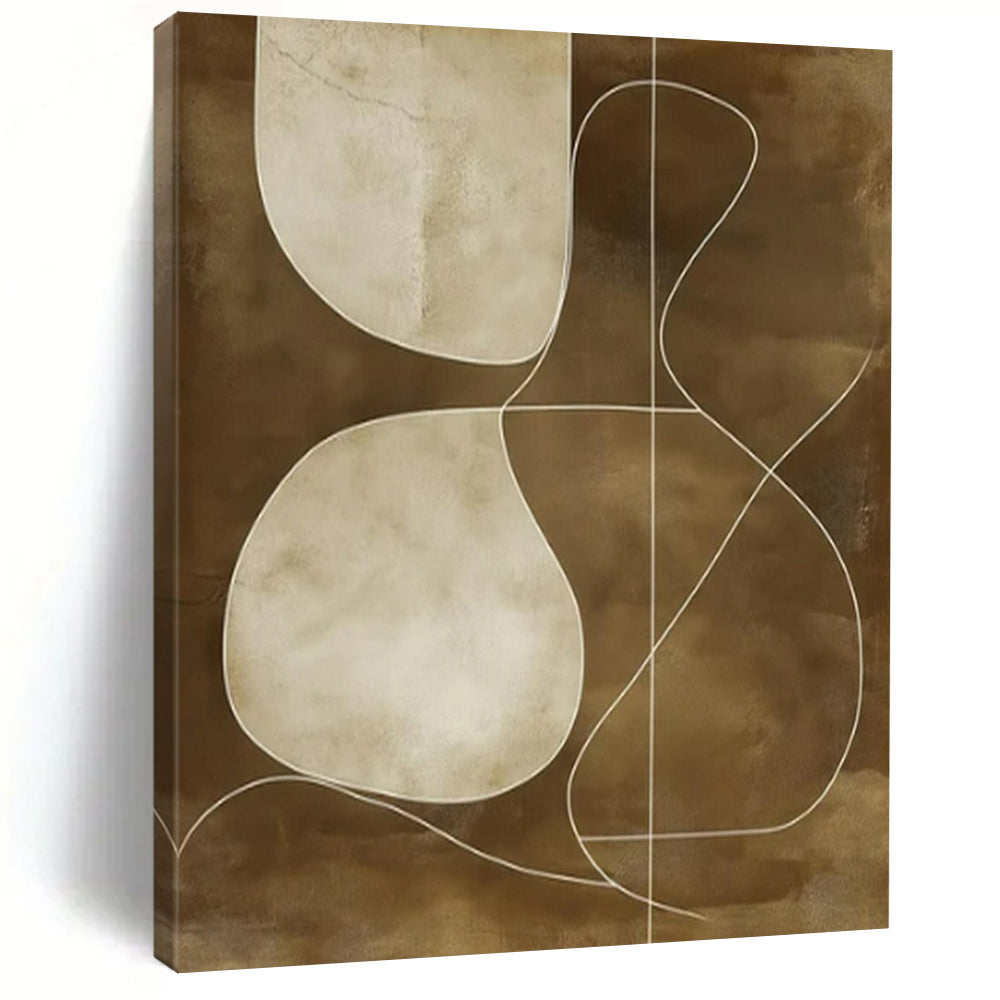 Brown and White Geometric Abstract Art for Mid - century Modern Living Room & Sophisticated Office Lounge LargeART0941