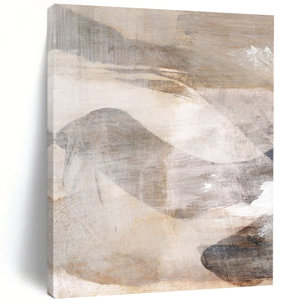 Muted Mountain Forms – Brown, Gray, and White Abstracted Peaks DTP210