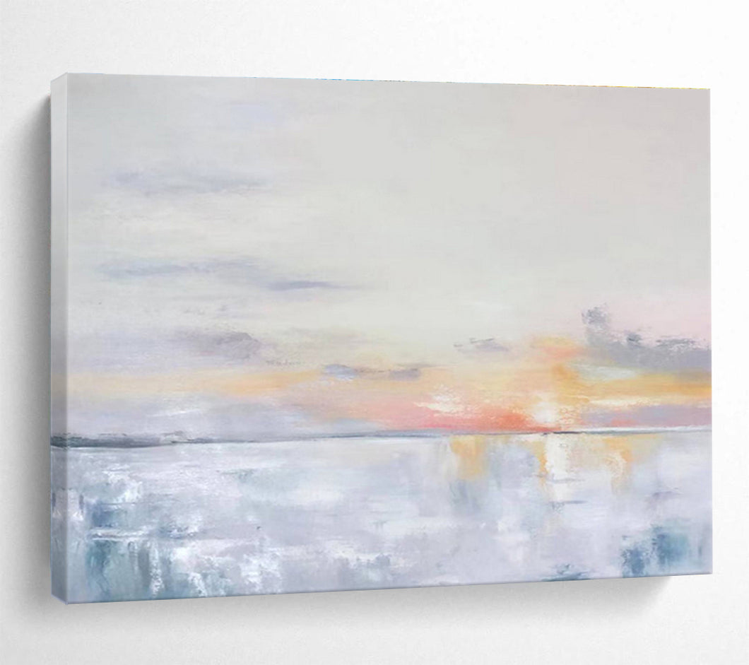 Subtle Abstract Sunset Sea Painting On Canvas DKH420