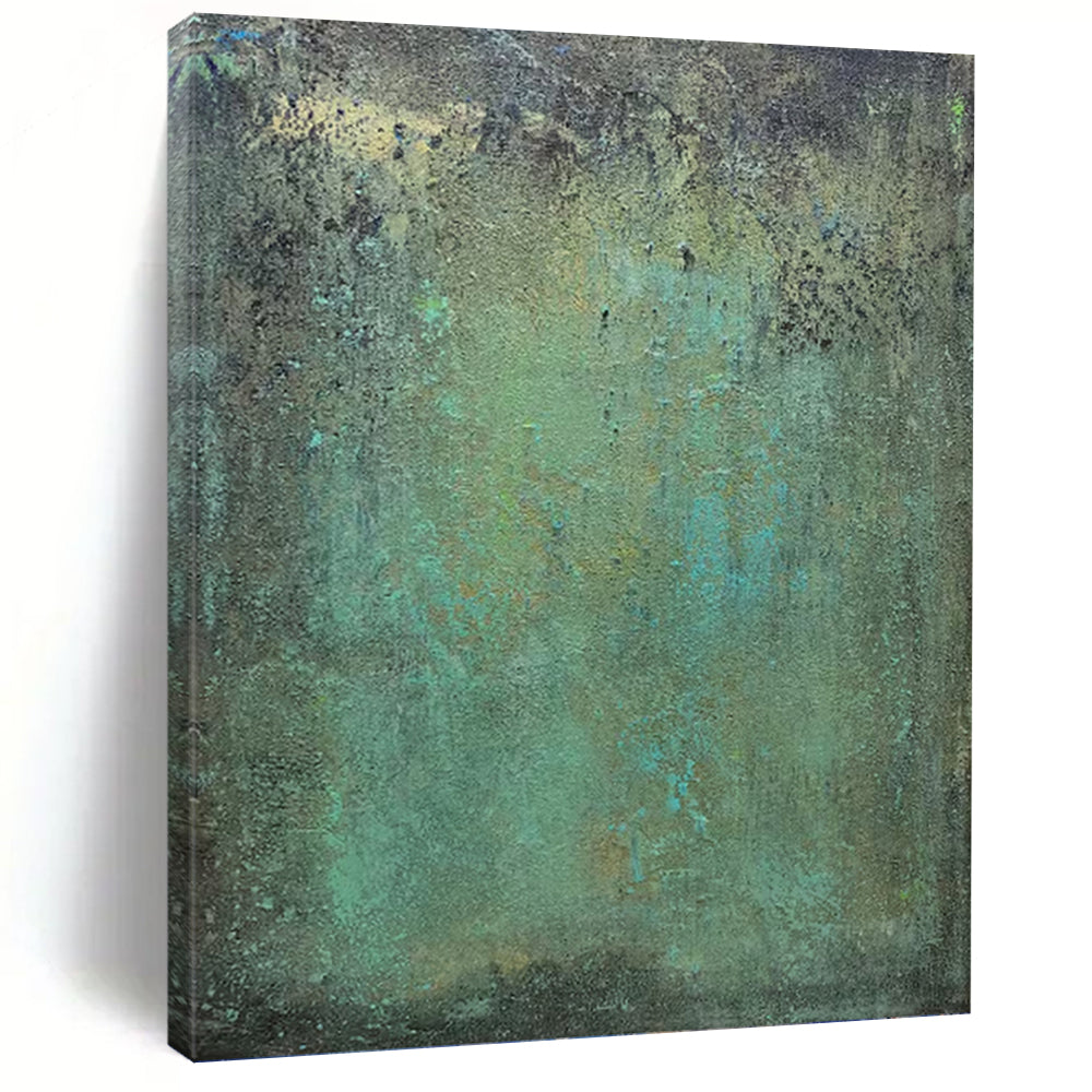 “Mossy Green Textured Abstract” - Green Abstract Art on Canvas DKH1192