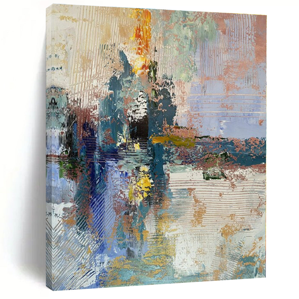 Abstract Coastal Reflection Painting, Ideal for Nautical - Themed Study & Modern Beachfront Home LargeART1397