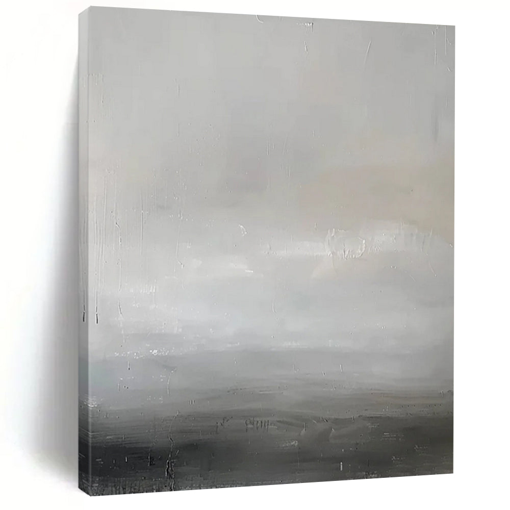“Gray Horizon” – Gray & White Abstract Acrylic with Subtle Textures DTP064