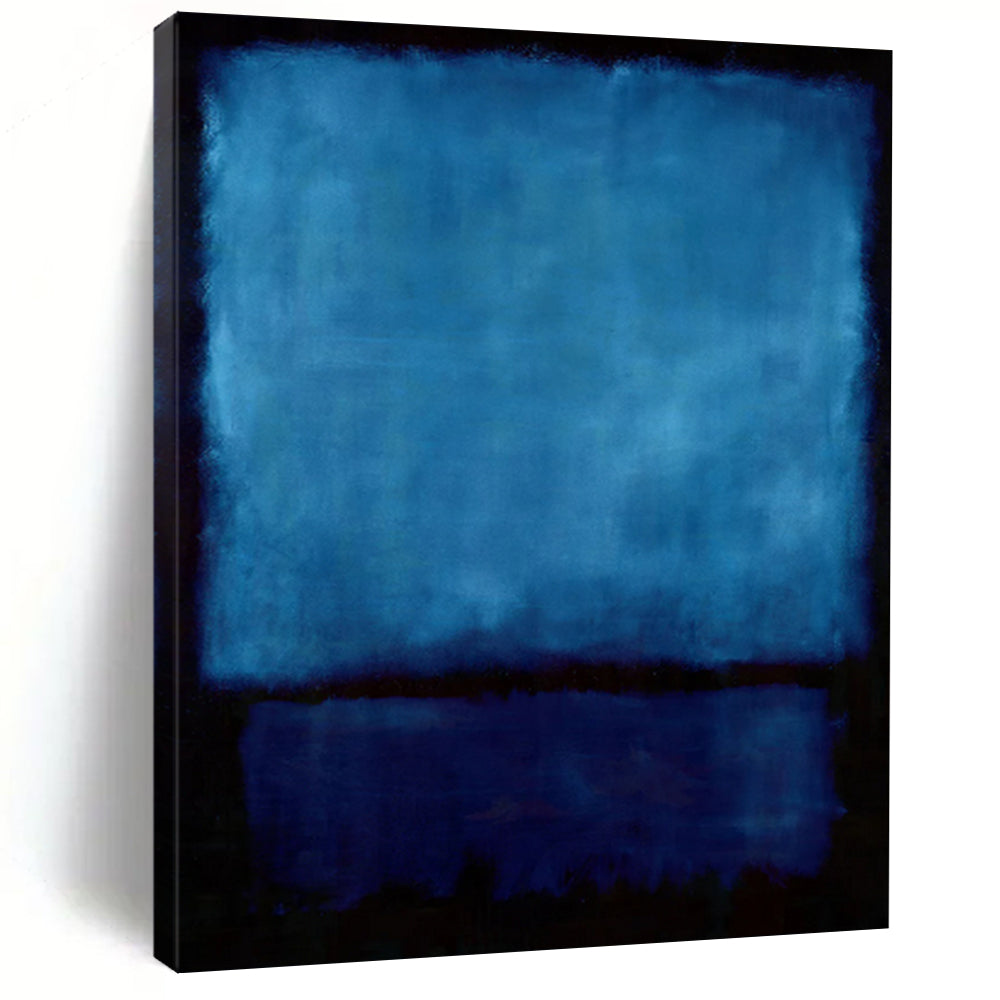 Deep Blue & Black Abstract Painting, Ideal for Modern Office Lounge & Calm Bedroom LargeART1943