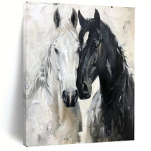 Load image into Gallery viewer, Black &amp; White Equine Abstract Painting, Ideal for Equestrian - Themed Study &amp; Classic Living Room LargeART2122
