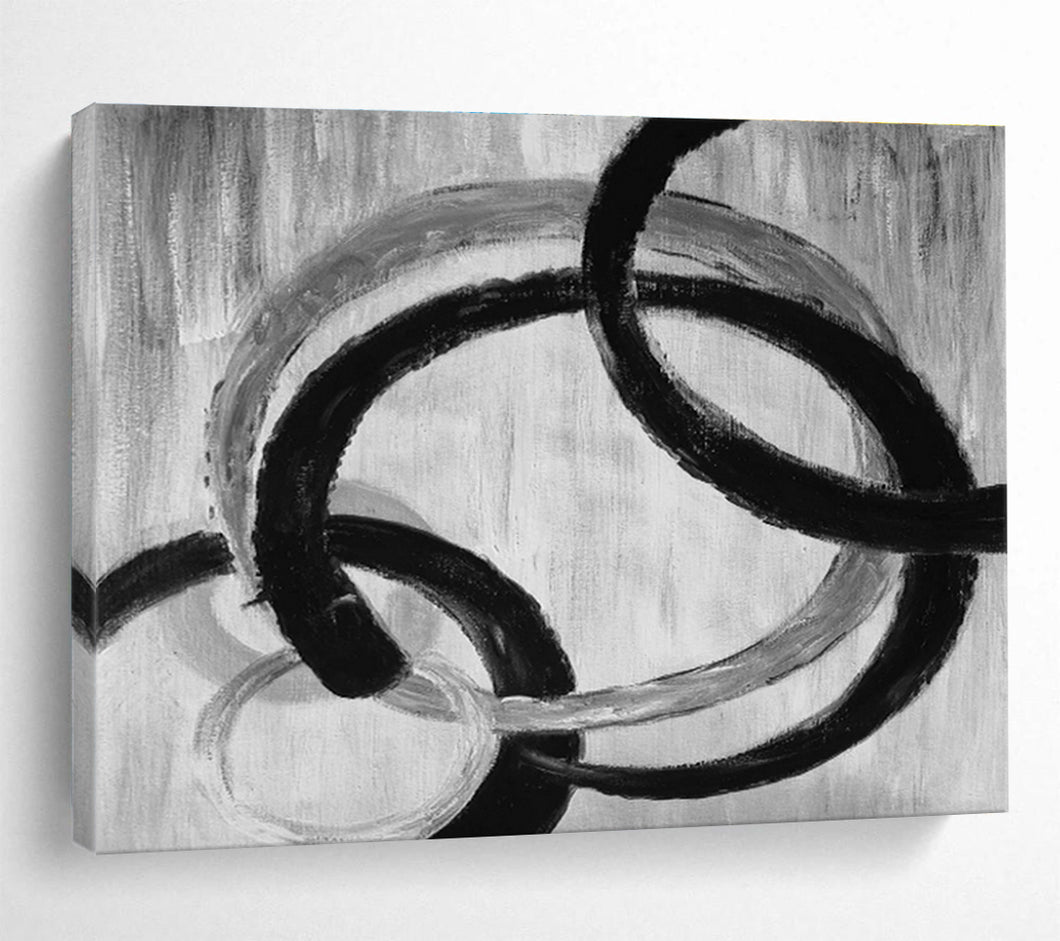Monochrome Abstract Loops Art for Black - and - White Kitchen & Modern Studio DKH175