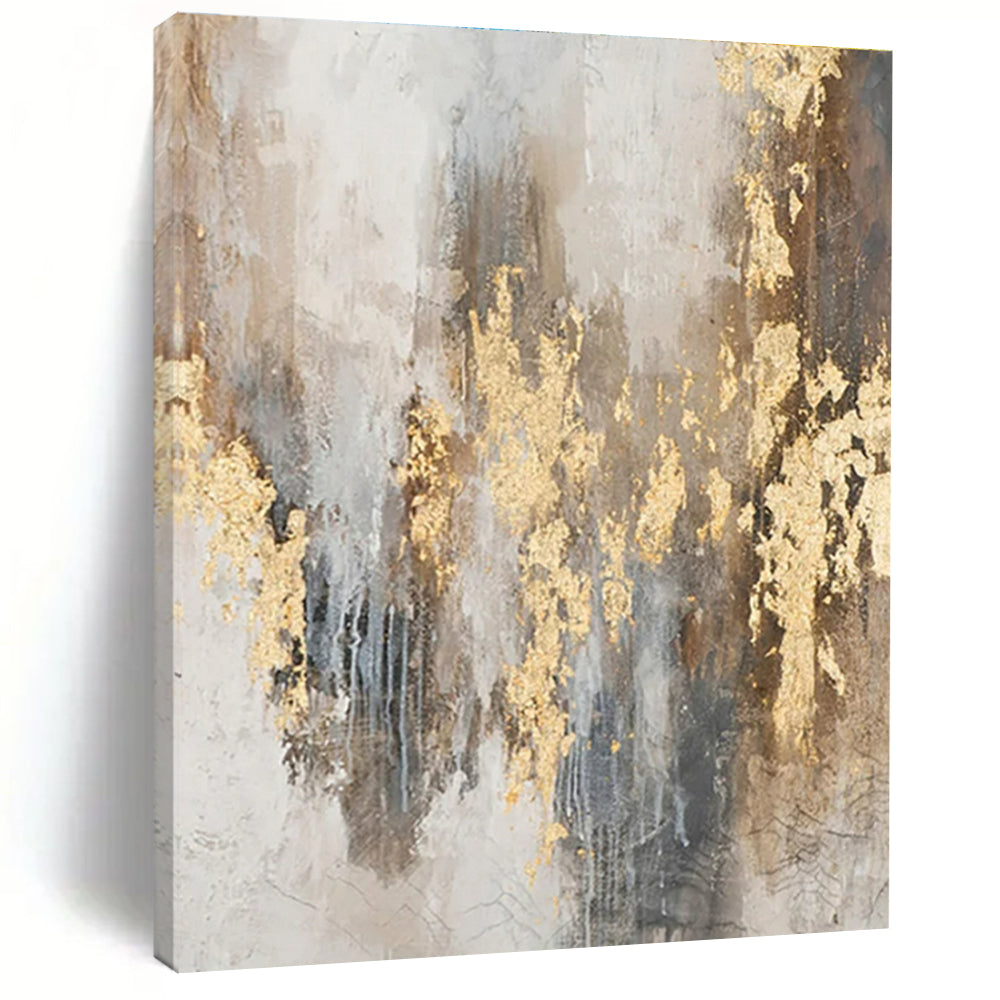 Gray & Gold Abstract Painting, Perfect for Luxury Bedroom & Upscale Lounge LargeART1471