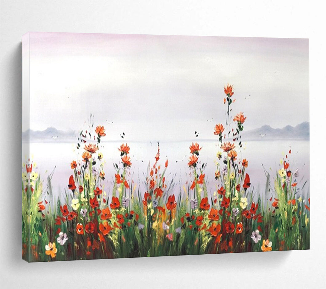 Wildflower Serenity: Pastel - Toned Nature Abstract Large - Scale Hand - painted Abstract Acrylic Art DLZ189