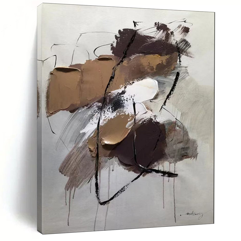 Brown & Gray Textured Abstract Art, Perfect for Industrial Loft & Creative Studio LargeART2084