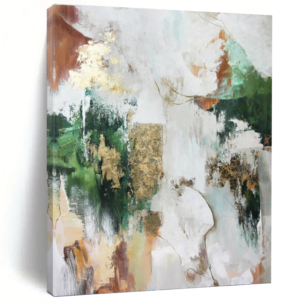 “Multicolor Abstract with Gold” Abstract Painting on Canvas, Eclectic Home Art DKH1011