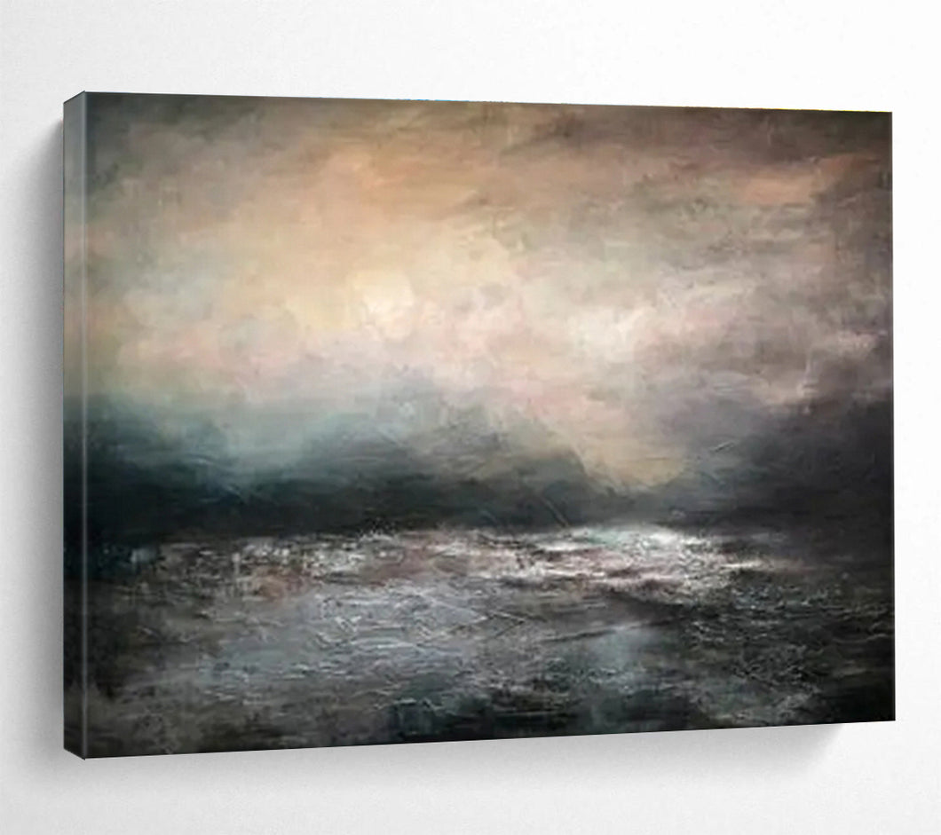 Moody Seascape Painting on Canvas - “Atmospheric Ocean” DKH769