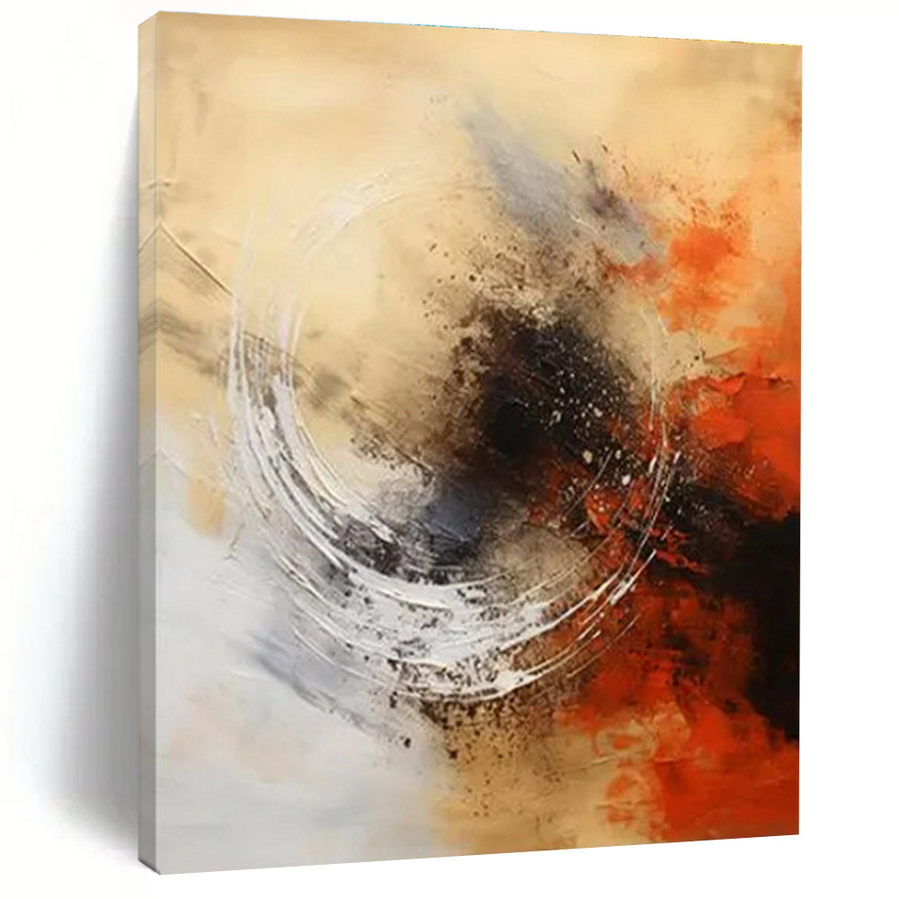 Crimson - Black Circular Motion Art for Dining Room & Creative Studio LargeART0828