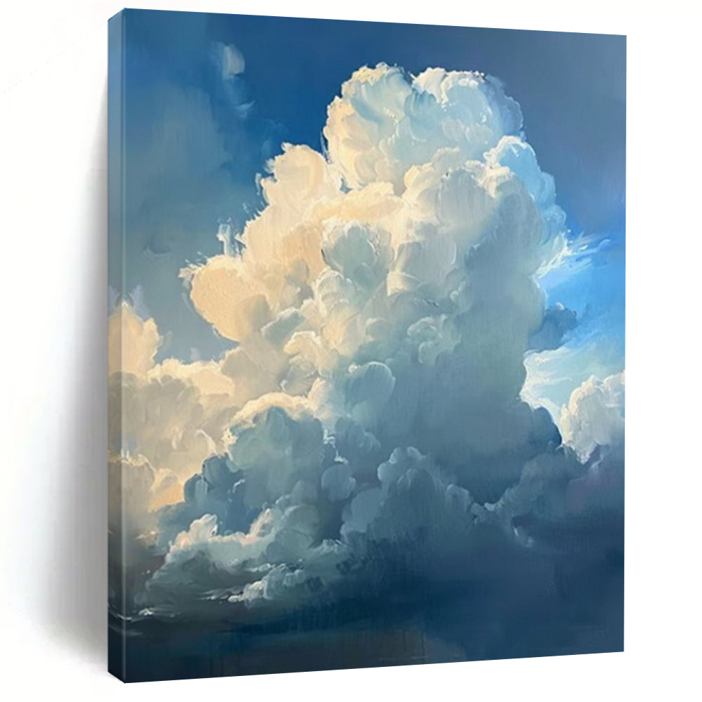 “Fluffy Clouds in Blue Sky” - Impressionistic Abstract Acrylic, Ideal for Bedroom and Home Office DTP006