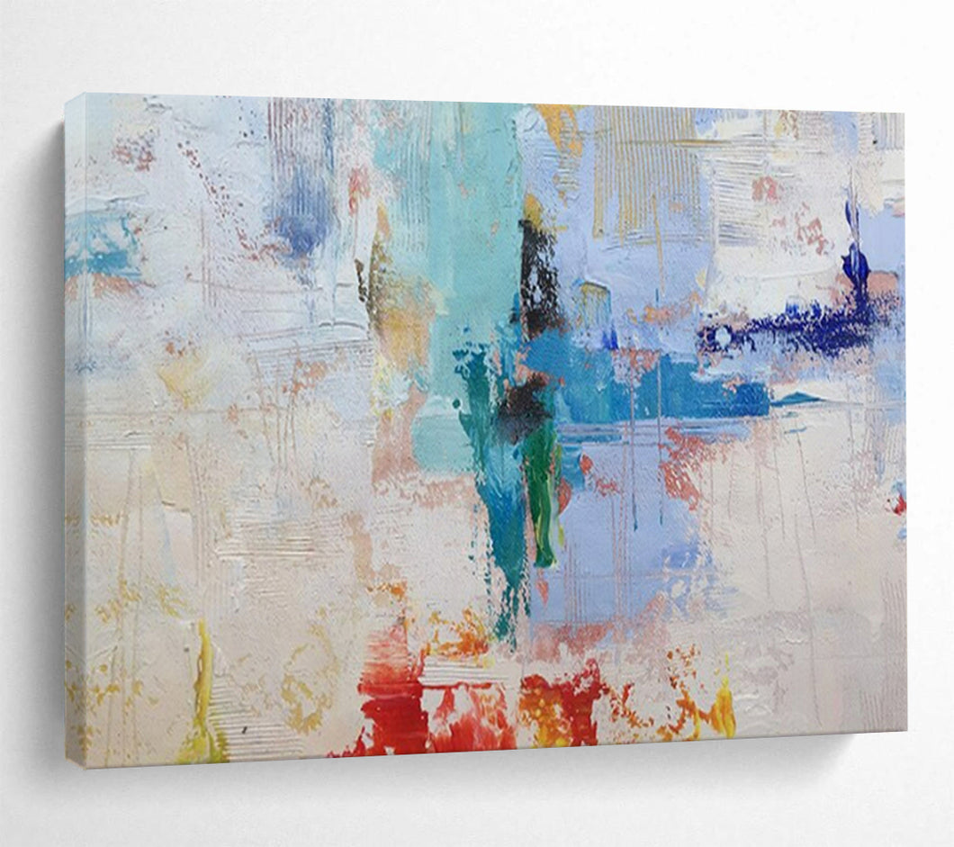Hand - painted Colorful Abstract Layers Acrylic Art for Vibrant Office Break Rooms LargeART1737