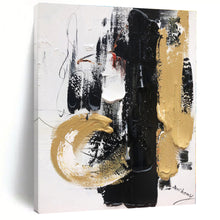 Load image into Gallery viewer, Large - Format Black - Gold Abstract Art for Luxury Entryway &amp; Opulent Lounge LargeART0509
