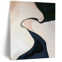 Load image into Gallery viewer, “Curved Form Abstraction” - Beige, Black Abstract Art on Canvas DKH1120
