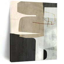 Load image into Gallery viewer, “Neutral Shapes” - Beige, gray, white geometric forms with a brown line DTP158
