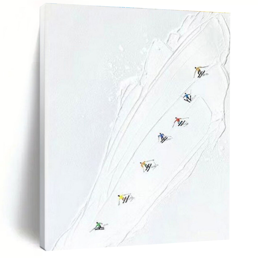 Large - Scale Skiers on Snow Slope Abstract - Ideal for Ski Resort Lodge & Winter Sports Bar LargeART0734