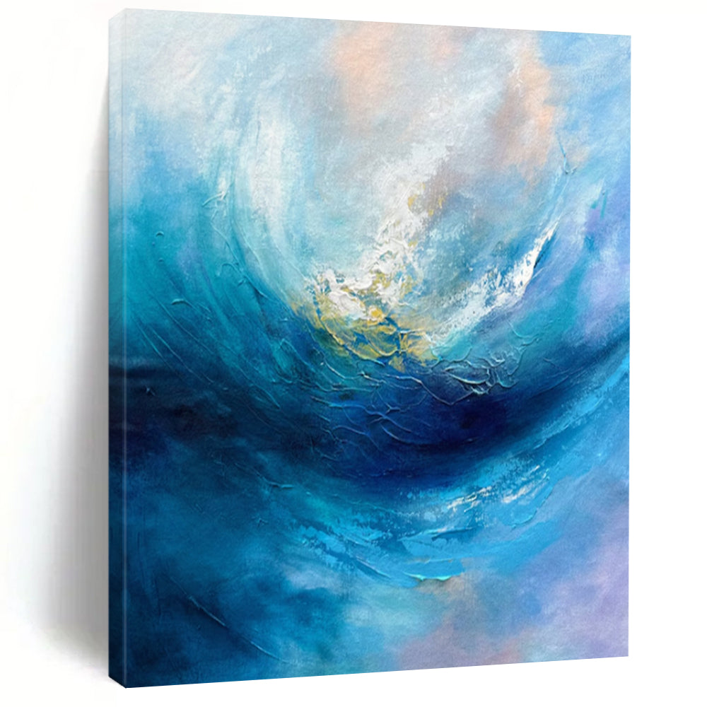 Impressionist Abstract Art, Color - Blended Fluid Painting for Coastal Bedroom & Relaxation Nook LargeART2250