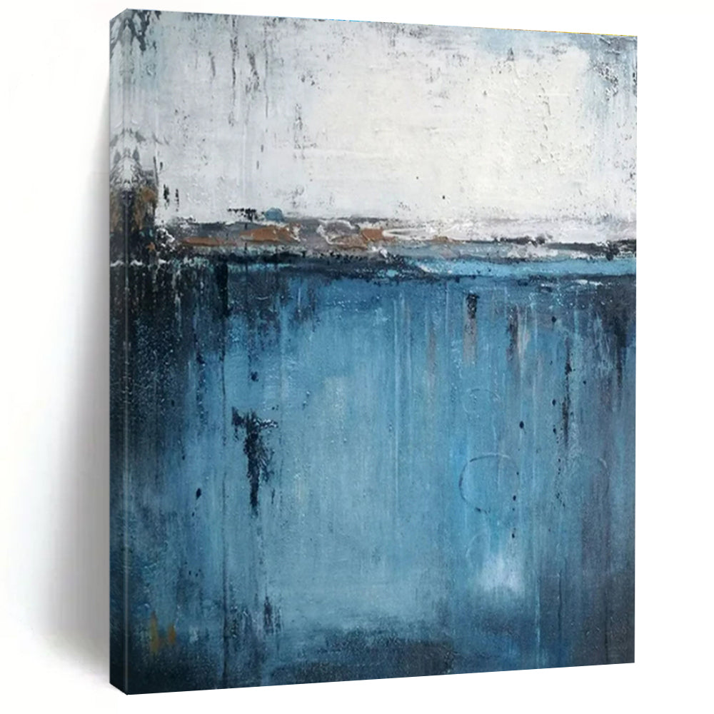 Abstract Blue Landscape Art for Modern Bedroom & Calming Study LargeART0883