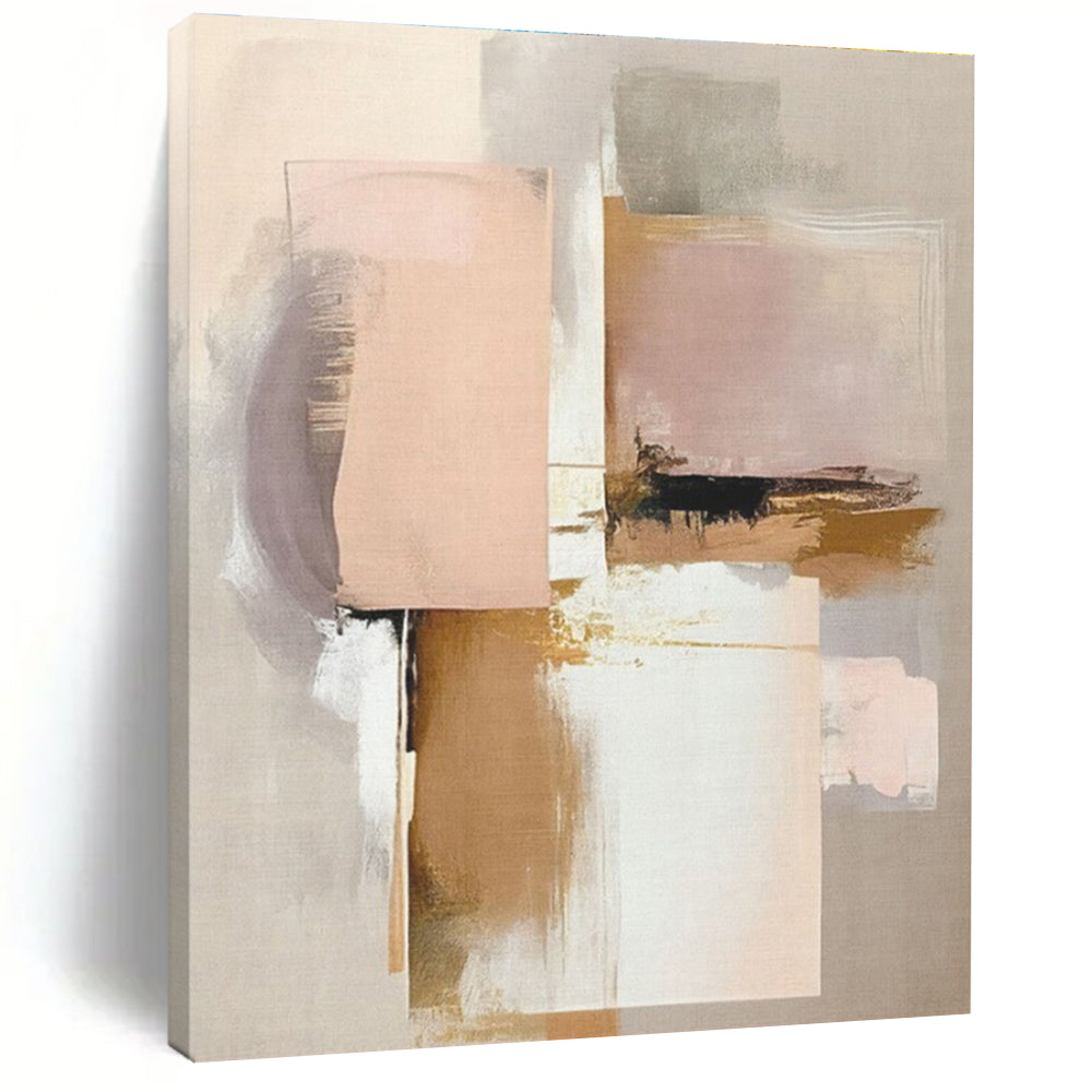 Custom Large Soft Pink and Beige Abstract - Great for Romantic Bedroom & Feminine Boutique LargeART0759