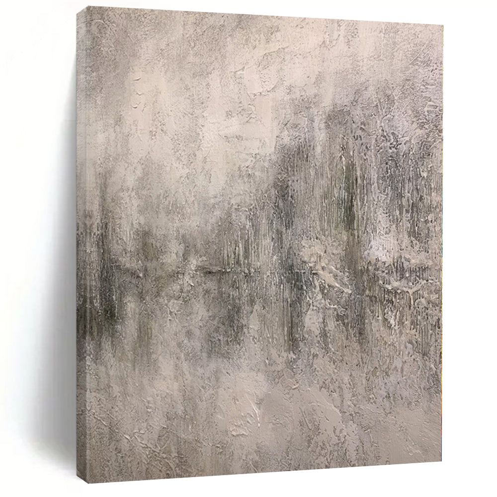 Hand - painted Substantial Gray Textured Abstract Acrylic Art for Industrial - Style Lofts LargeART0110