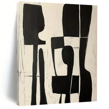 Load image into Gallery viewer, Black &amp; White Minimalist Abstract Figures - Perfect for Modern Dining Room &amp; Library LargeART2368
