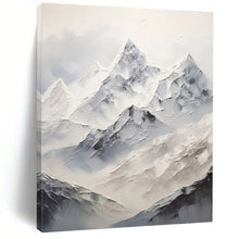 Load image into Gallery viewer, “Snowy Mountain Peaks in White and Grey” - White, Grey Abstract Art on Canvas DKH1248

