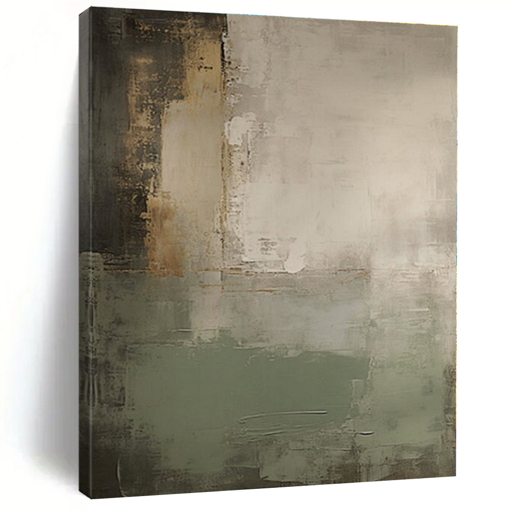 Muted Green - Gray Abstract Painting, Suited for Modern Space & Understated Dining Room LargeART1362