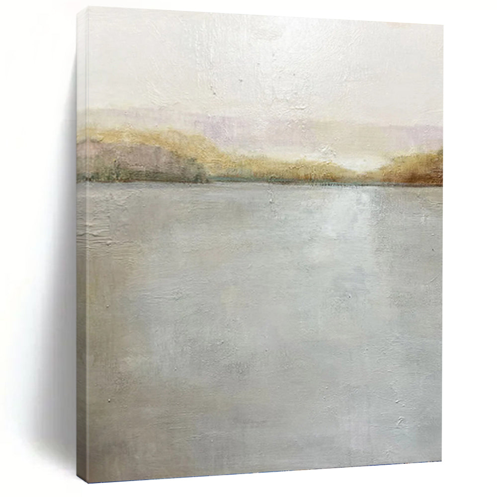 “Serene Lake & Horizon” - Tranquil Landscape Art on Canvas DKH1511